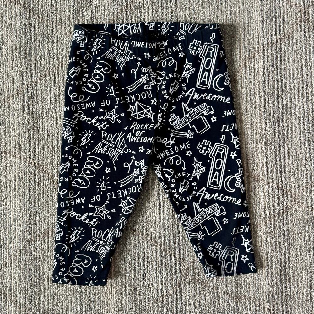 Rockets of Awesome Cropped Legging Graffiti Print Sz 4/5 Black School Playground